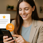 Cliente recibiendo beneficio en restaurante con sistema digital