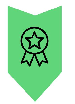 Icono de una medalla con una estrella y una cinta, que representa logros, recompensas o un programa de lealtad.